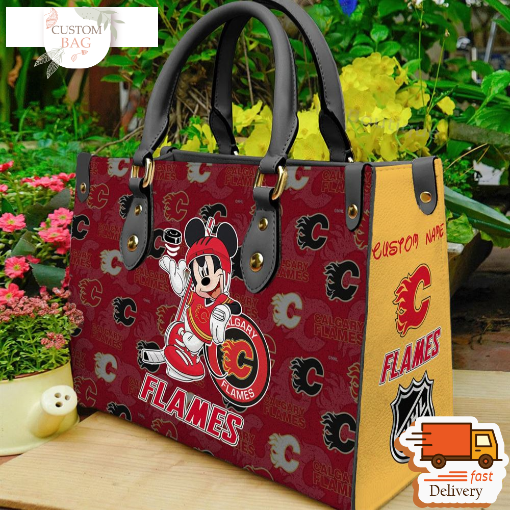 Calgary Flames NHL Mickey Women Leather Hand Bag.jpg
