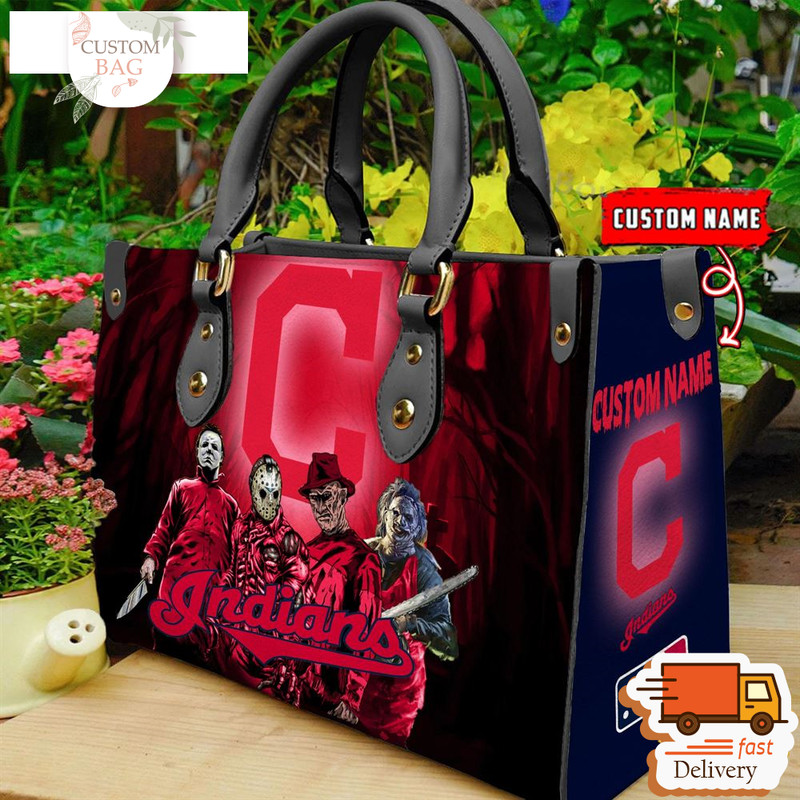 Cleveland Indians MLB Halloween Women Leather Hand Bag.jpg