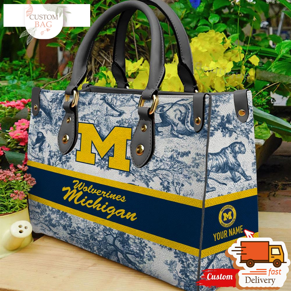 NCAA Michigan Wolverines Women Leather Hand Bag.jpg