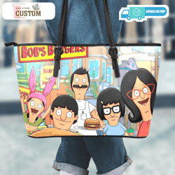 bob s burgers bag and handbag, bob s burgers shirt, bobs burgers gift, bobs burgerscustom bag, leather bag, leather bag
