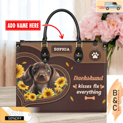 dachshund dog leather handbag for women, gift for her with custom namecustom bag, leather bag, leather bag gift, handbag