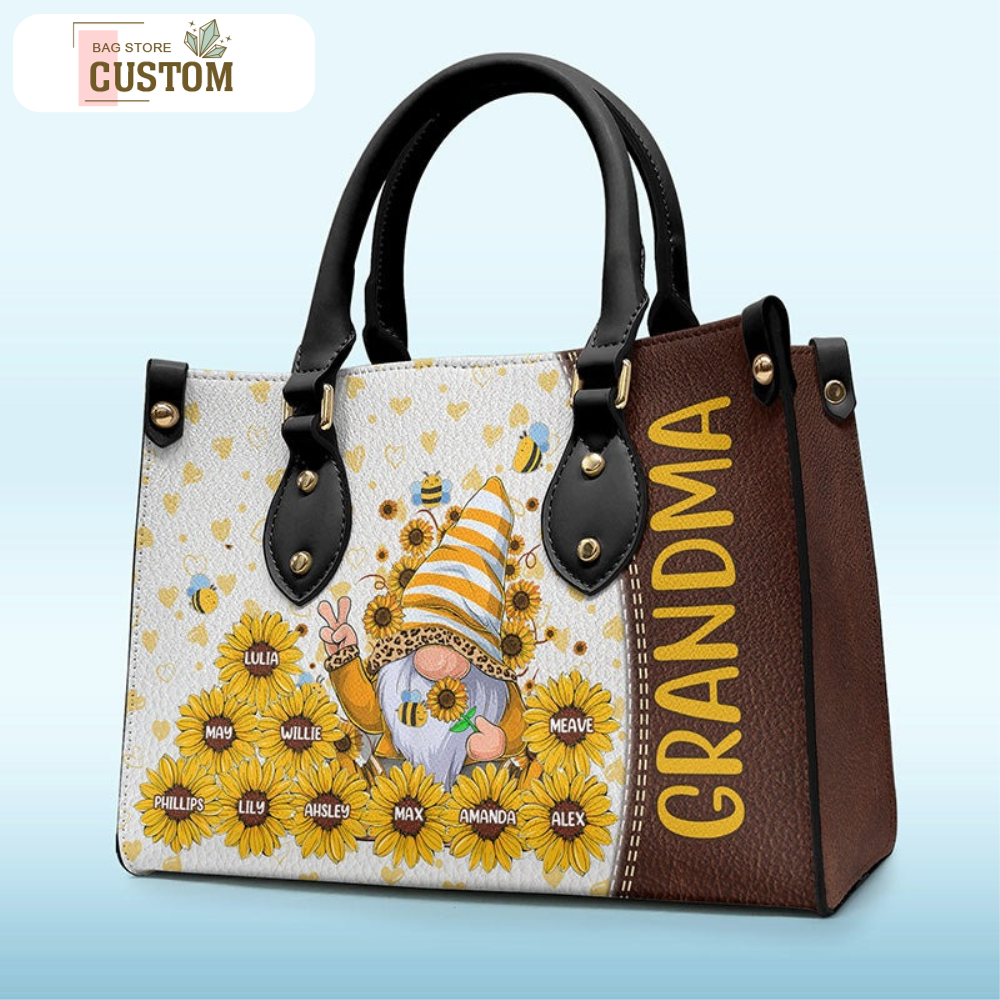 Grandma, You Are My Sunshine - Family Personalized Custom Leather Handbag - Birthday Gift For Grandma.jpg