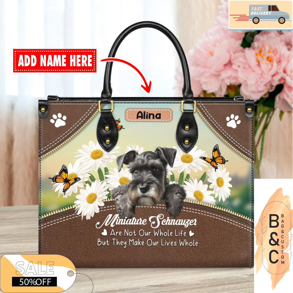 Miniature Schnauzer Dog Leather Bag For Women, Gift for Her With Custom Name, Dog Lover Gift For Her, Christmas Gift.jpg