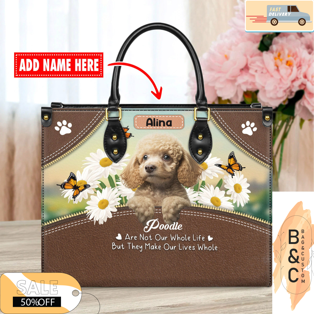 Poodle Dog Leather Bag For Women, Gift for Her With Custom Name, Dog Lover Gift For Her, Christmas Gift.jpg