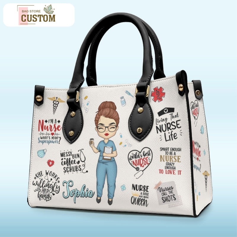 You Are Our Angels In Scrubs - Nurse Personalized Custom Leather Handbag - Appreciation, Thank You Gift, Nurse Life, Doctor Life.jpg