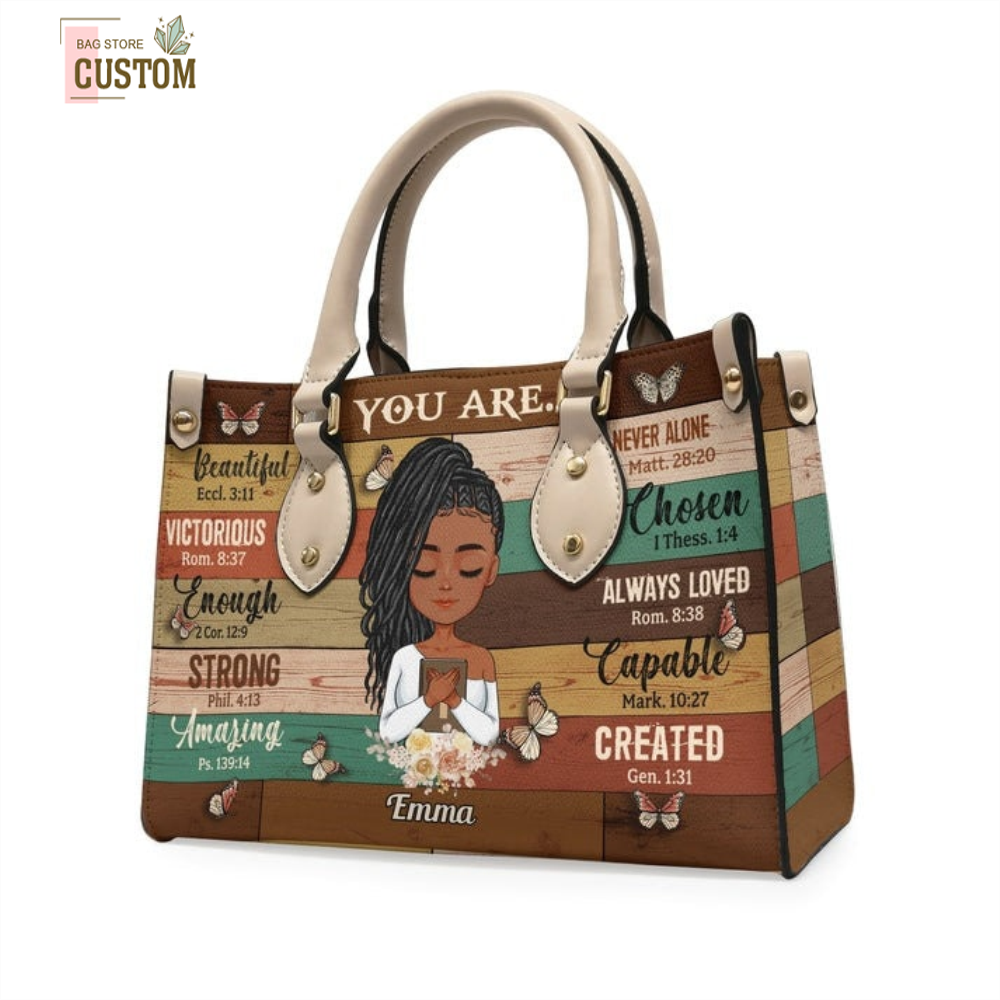 God Says You Are Unique - Custom Engraved Leather Bag, Personalized Tote for Everyday Use, Inspirational Gift for Her.jpg