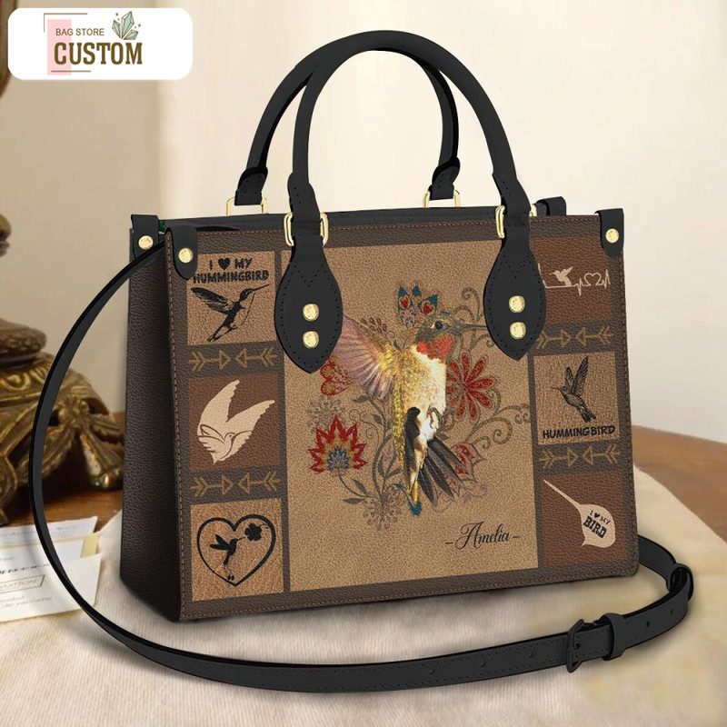 Hummingbird Personalized Leather Bag, Crossbody Bag, Woman Shoulder Bag, Gift for girlfriend, Shopping Bag TD_TL100507Y.jpg