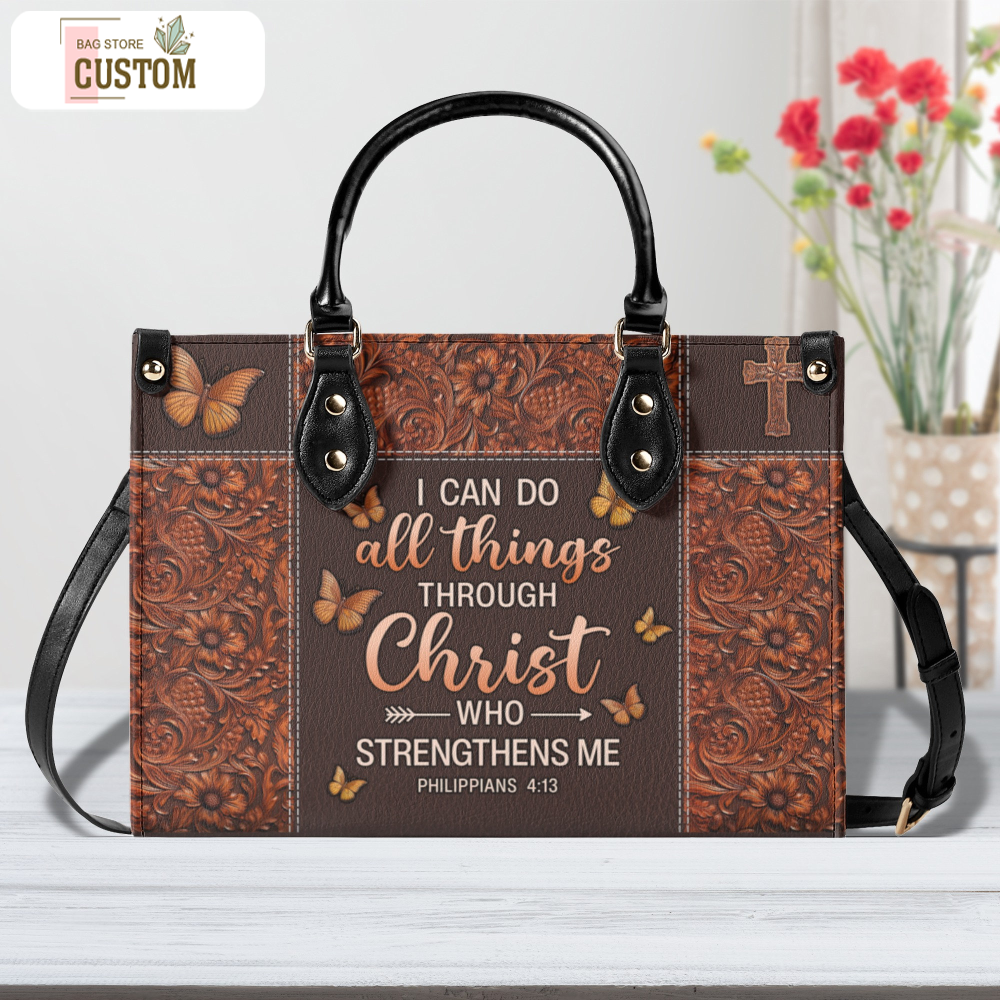 I Can Do All Things Leather HandBag,I Can Do All Things Handbag, Bags, Handmade Bag,Custom Bag, Vintage Bag, Woman Shoulder, Shoulder Bag.jpg