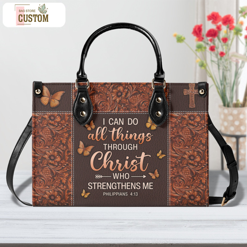 I Can Do All Things Leather HandBag,I Can Do All Things Handbag, Bags, Handmade Bag,Custom Bag, Vintage Bag, Woman Shoulder, Shoulder Bag.jpg
