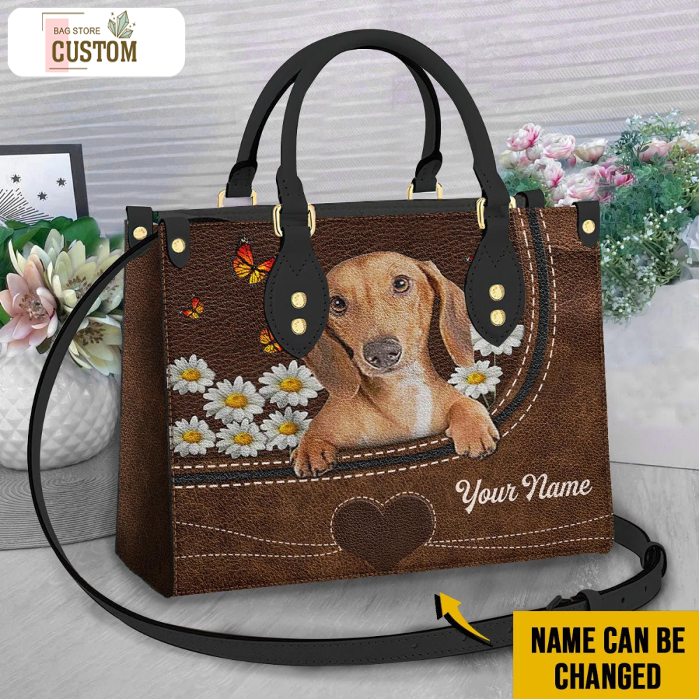 Personalized Dachshund Leather Bag, Crossbody Bag, Woman Shoulder Bag, Gift for girlfriend, Shopping Bag TD_HN10501M.jpg