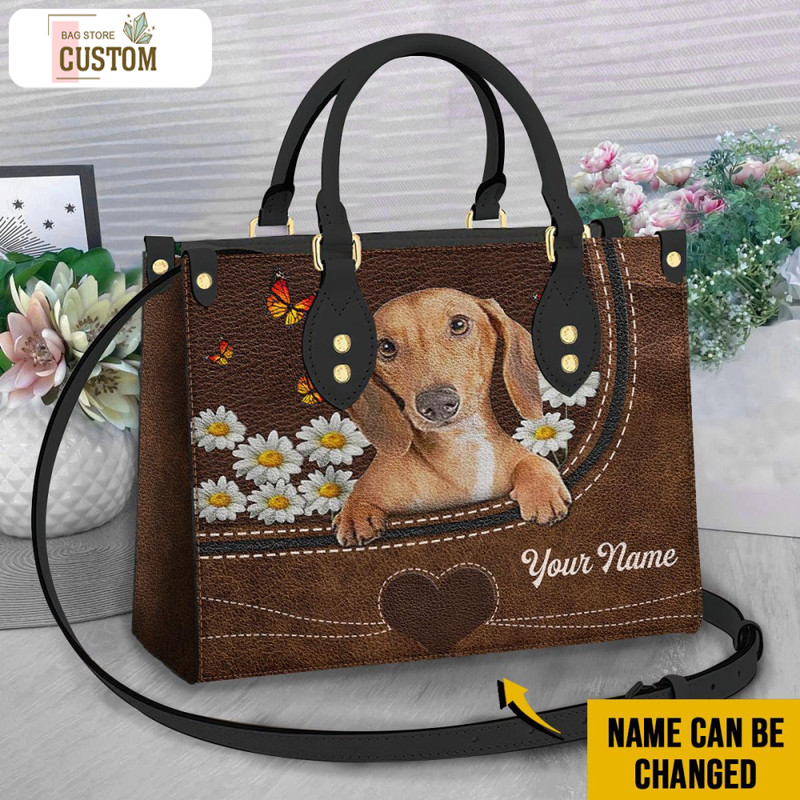 Personalized Dachshund Leather Bag, Crossbody Bag, Woman Shoulder Bag, Gift for girlfriend, Shopping Bag TD_HN10501M.jpg