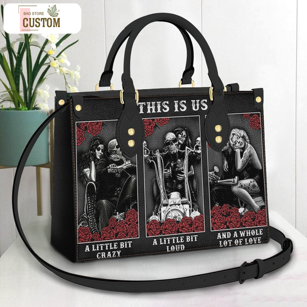 Skull Roose Love Leather Bag, Crossbody Bag, Woman Shoulder Bag, Gift for girlfriend, Shopping Bag TD_TL160501Y.jpg