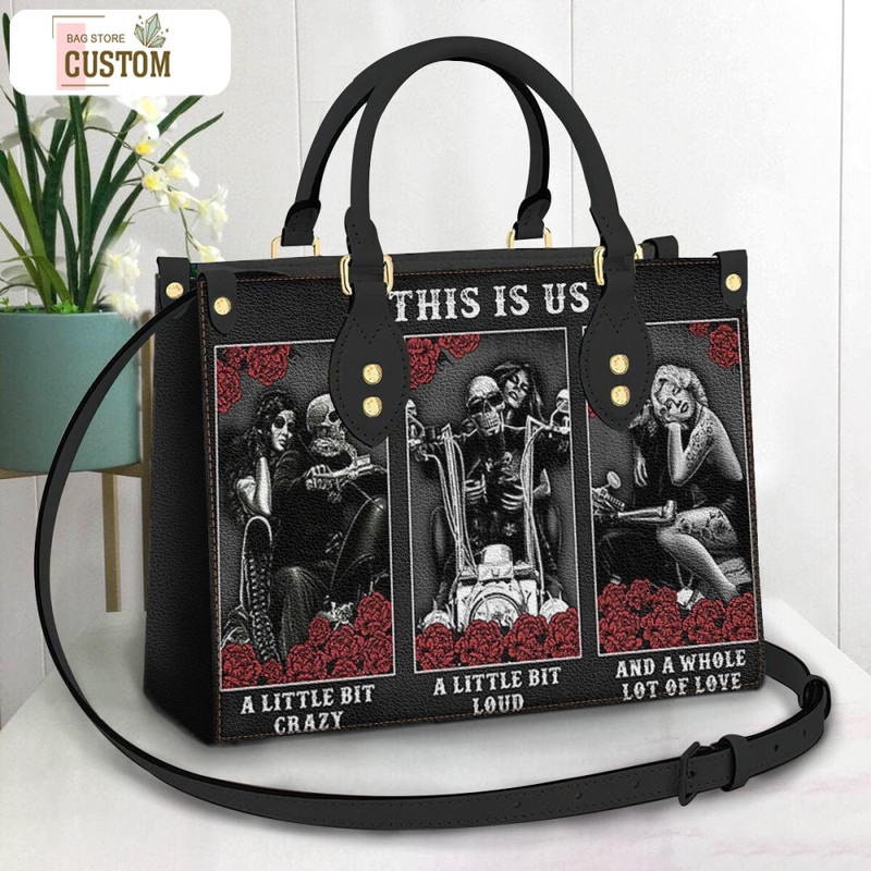 Skull Roose Love Leather Bag, Crossbody Bag, Woman Shoulder Bag, Gift for girlfriend, Shopping Bag TD_TL160501Y.jpg
