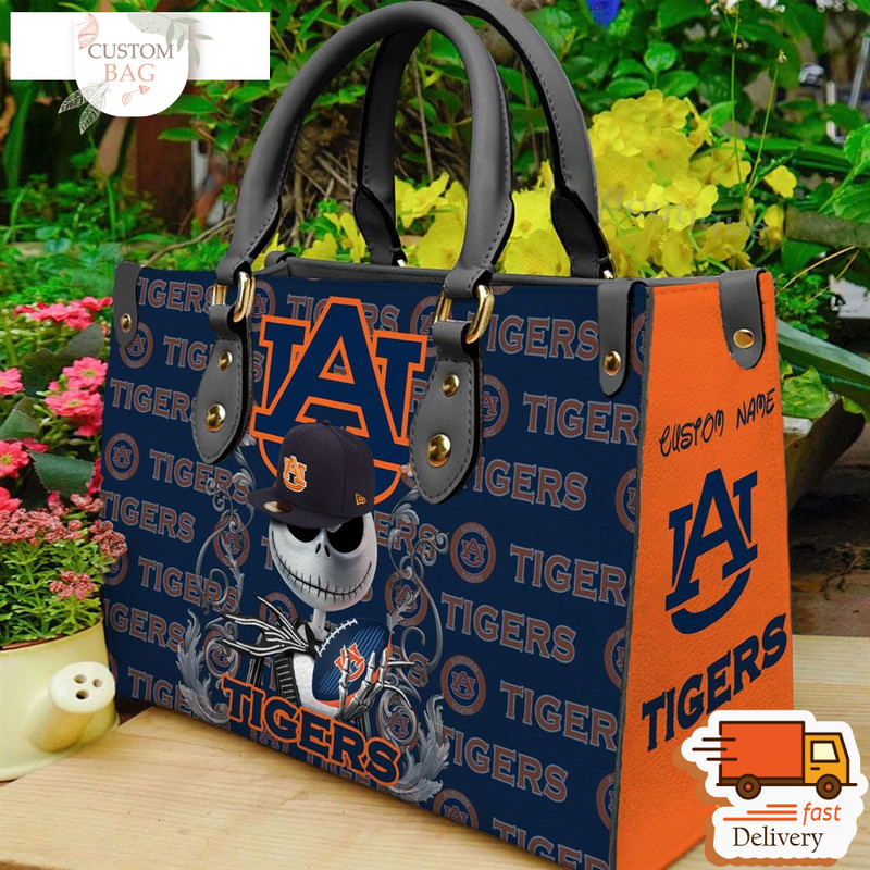 Auburn Tigers NCAA Jack Skellington Women Leather Bag.jpg