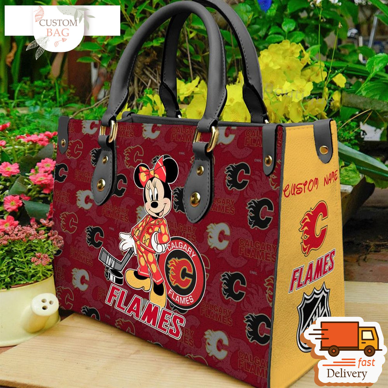 Calgary Flames NHL Minnie Women Leather Hand Bag.jpg
