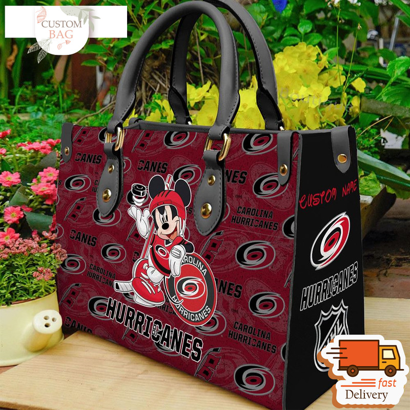 Carolina Hurricanes NHL Mickey Women Leather Hand Bag.jpg