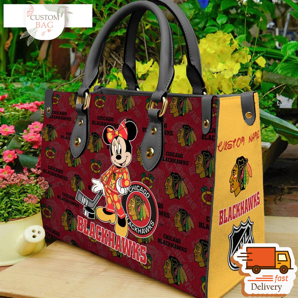 Chicago Blackhawks NHL Minnie Women Leather Hand Bag.jpg