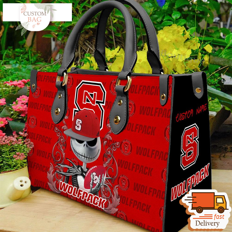 NC State Wolfpack NCAA Jack Skellington Women Leather Bag.jpg