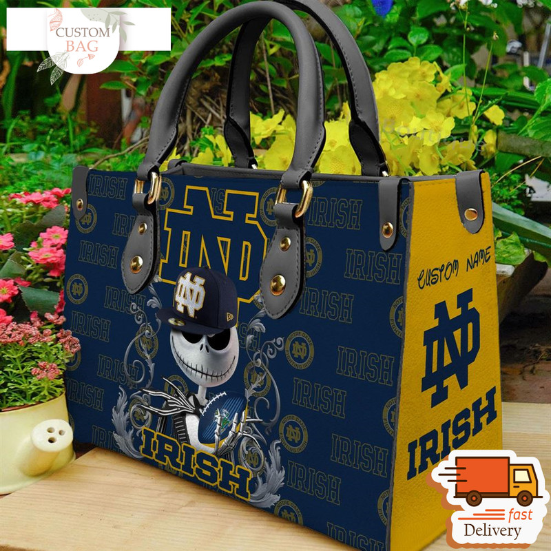 Notre Dame Fighting Irish NCAA Jack Skellington Women Leather Bag.jpg