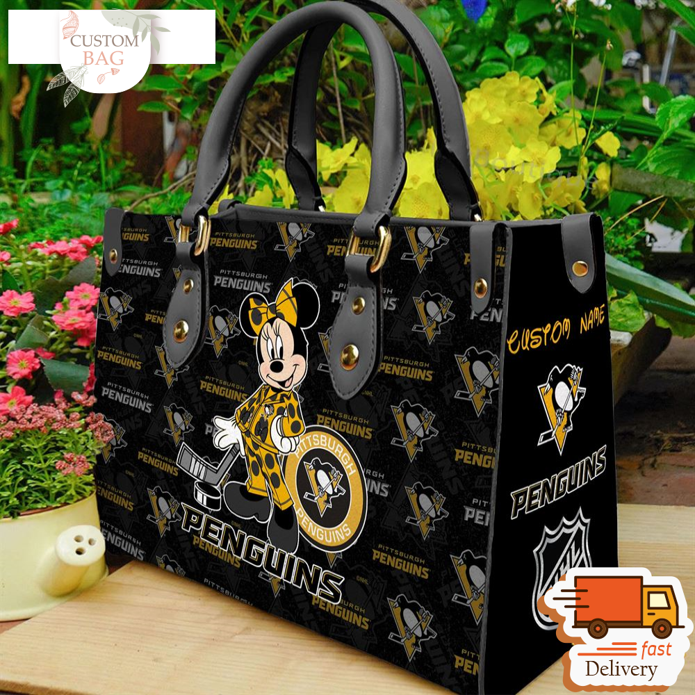 Pittsburgh Penguins NHL Minnie Women Leather Hand Bag.jpg