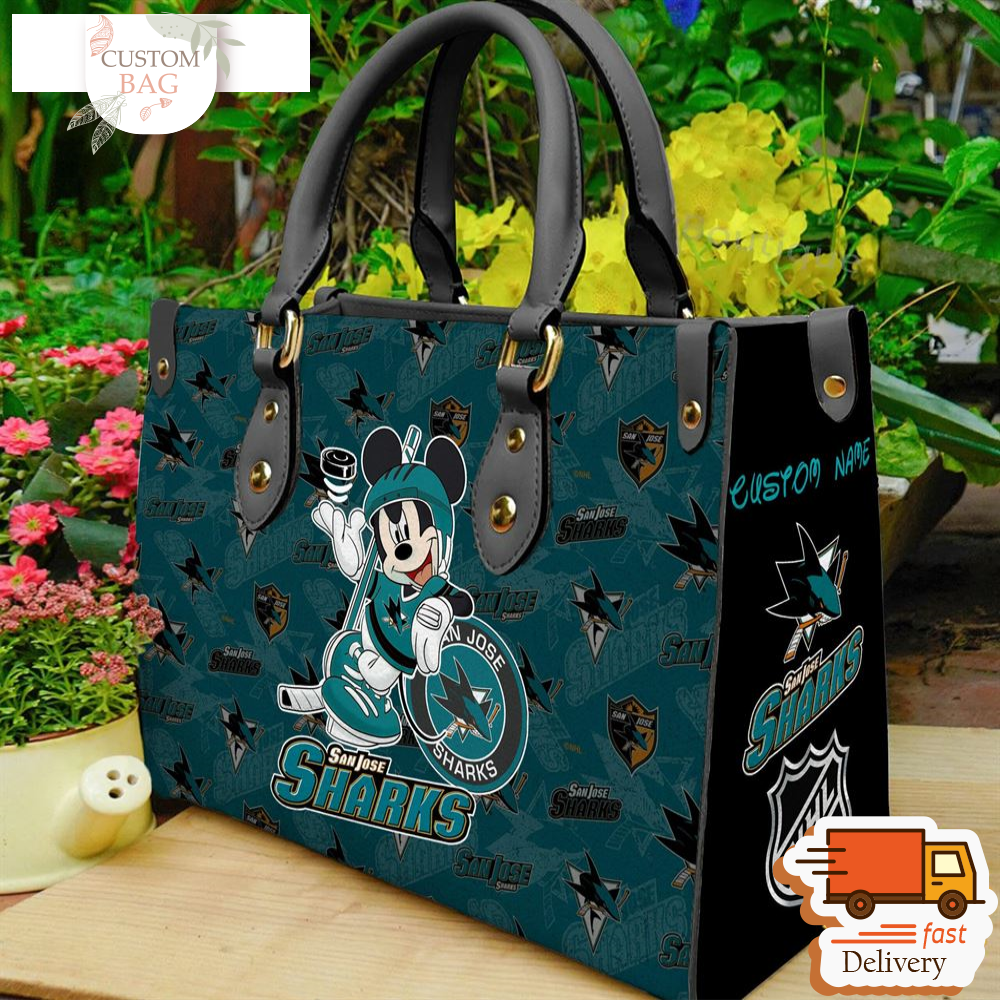 San Jose Sharks NHL Mickey Women Leather Hand Bag.jpg