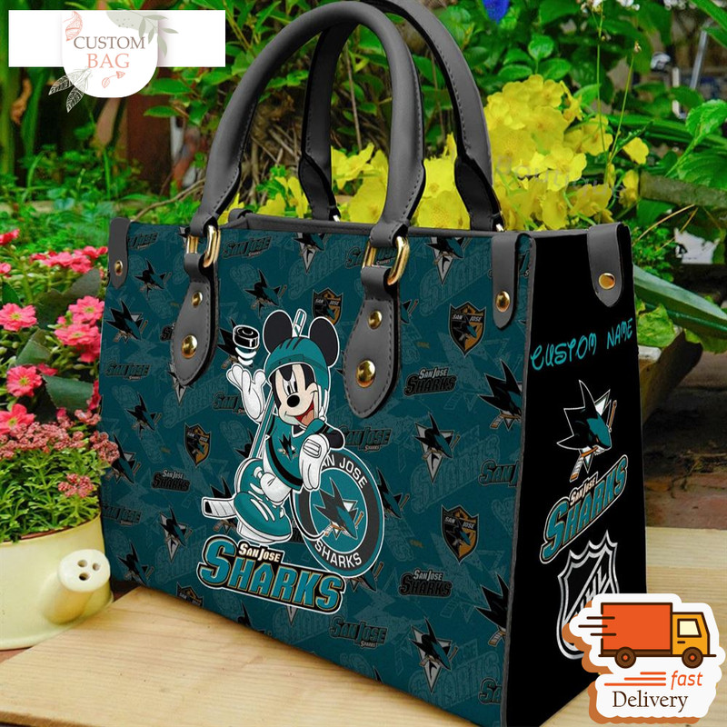 San Jose Sharks NHL Mickey Women Leather Hand Bag.jpg