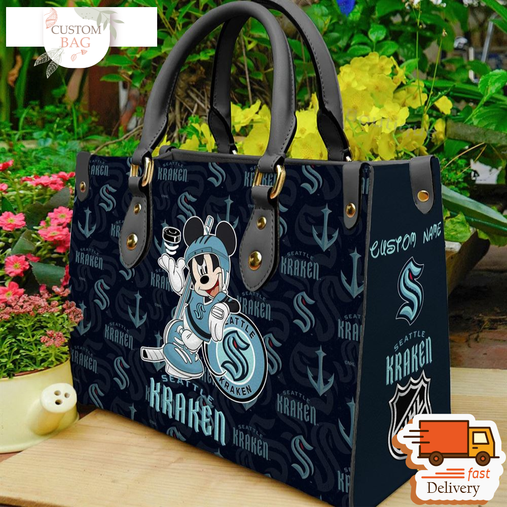 Seattle Kraken NHL Mickey Women Leather Hand Bag.jpg
