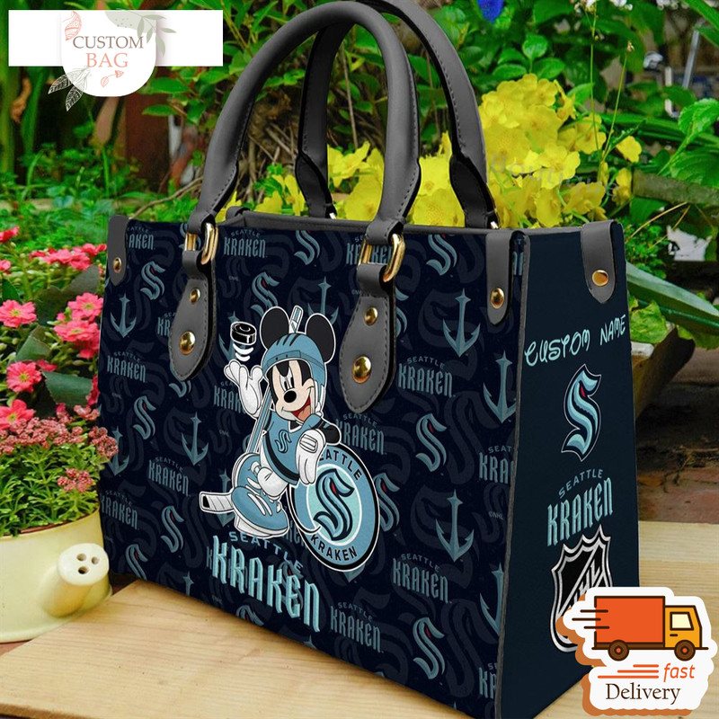 Seattle Kraken NHL Mickey Women Leather Hand Bag.jpg
