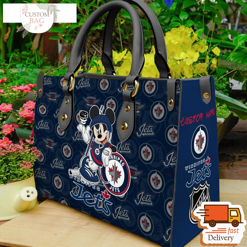 Winnipeg Jets NHL Mickey Women Leather Hand Bag.jpg