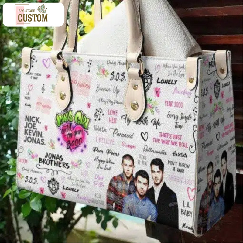 Jonas Brothers Leather HandBag ,Jonas Brothers Handbag,Music Leather Bag,Travel handbag,Teacher Handbag,Handmade Bag,Custom Bag,Vintage Bags 1.jpg