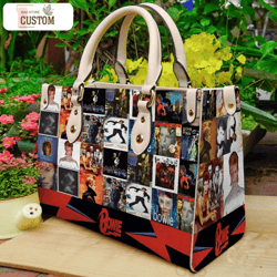 vintage david bowie handbag,david bowie leather bag,david bowie leather handbag,music leather handbag