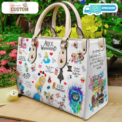 alice in wonderland bag, alice in wonderland shoulderbag, alice in wonderlandcustom bag, leather bag, leather bag gift,