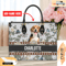 Beagle Dog Leather Handbag for Women, Gift for Her With Custom Name, Shoulder Tote Bag 4.jpg