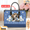 Beagle Dog Leather Handbag for Women, Gift for Her With Custom Name, Shoulder Tote Bag 5.jpg