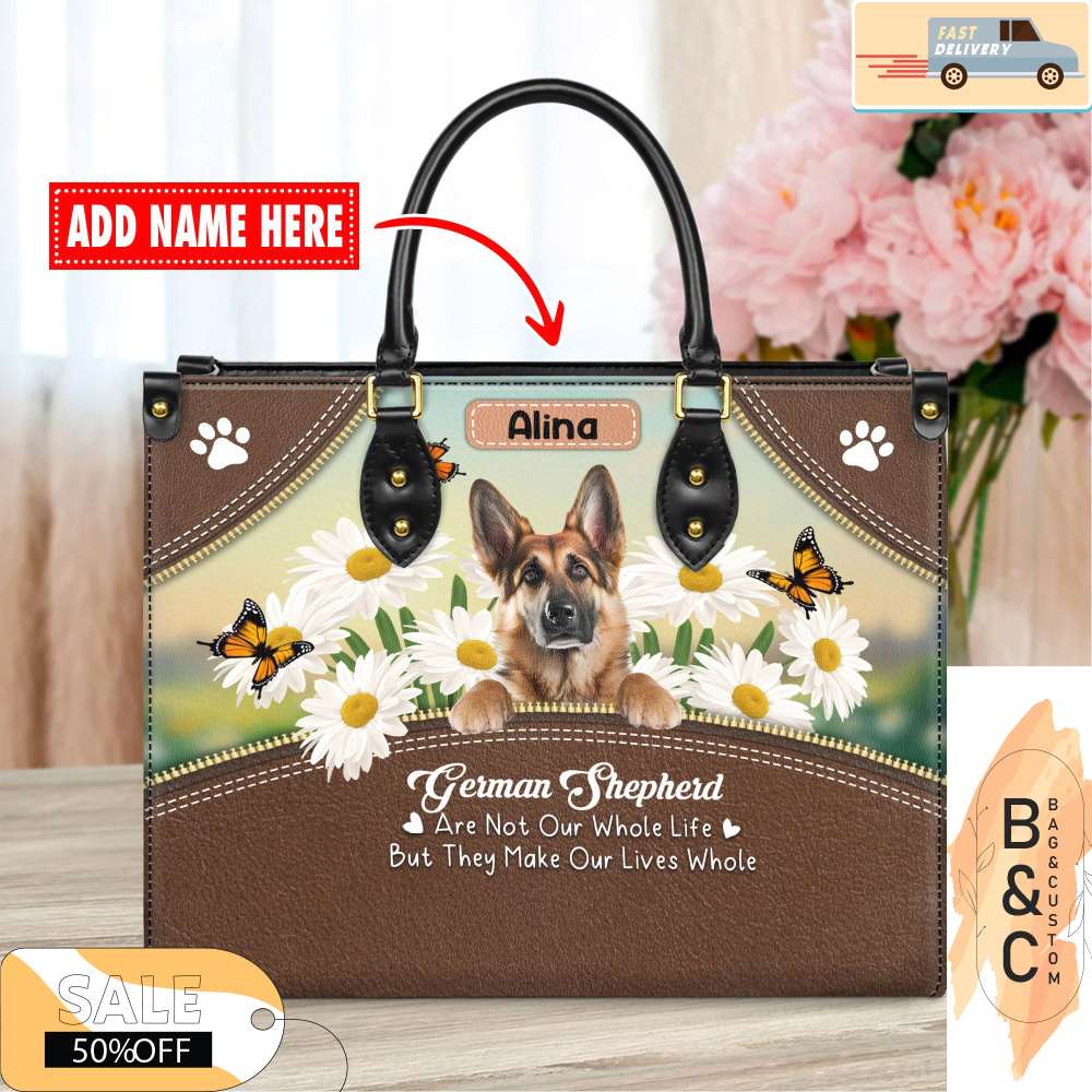 German Shepherd Dog Leather Bag For Women, Gift for Her With Custom Name, Dog Lover Gift For Her, Christmas Gift.jpg