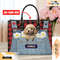 Poodle Dog Leather Handbag for Women, Gift for Her With Custom Name, Shoulder Tote Bag 2.jpg