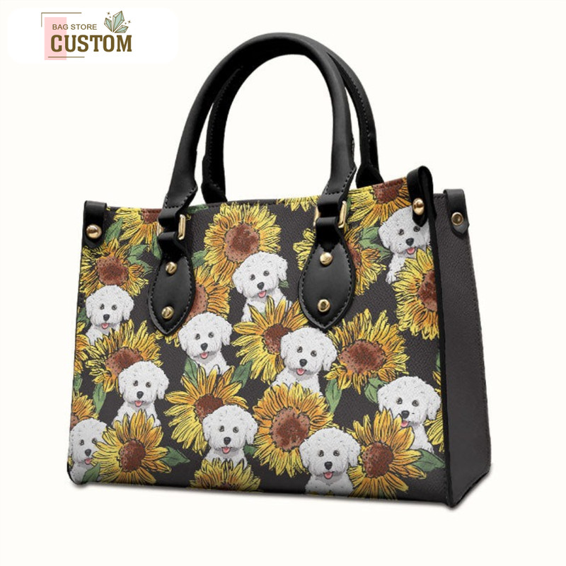 Sunflower Lovely Fur Baby - Personalized Leather Handbag - Gift For Pet Lovers.jpg
