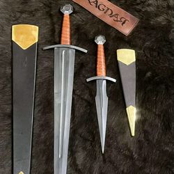 Medieval sword set of 2 Medieval weapon historical swords set 1095 carbon steel sword with sheath
