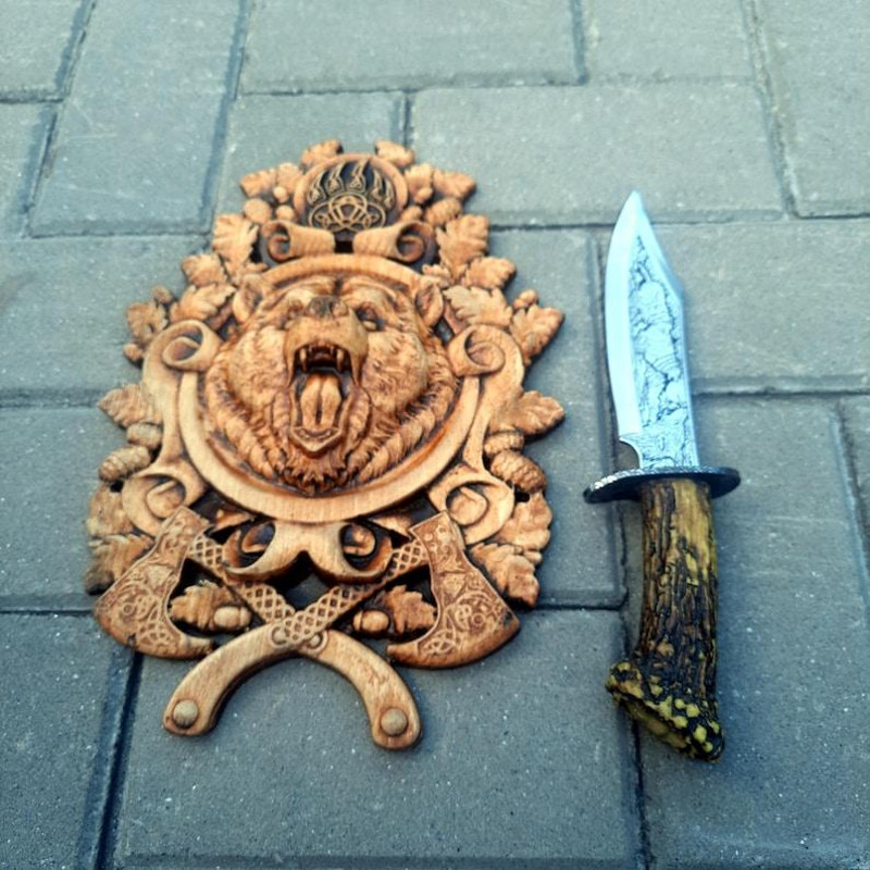 Handmade Wooden Hanging Plaque  Celtic Viking Bear Carving Elegant Woodcarved Gift With Art On The Wall 5