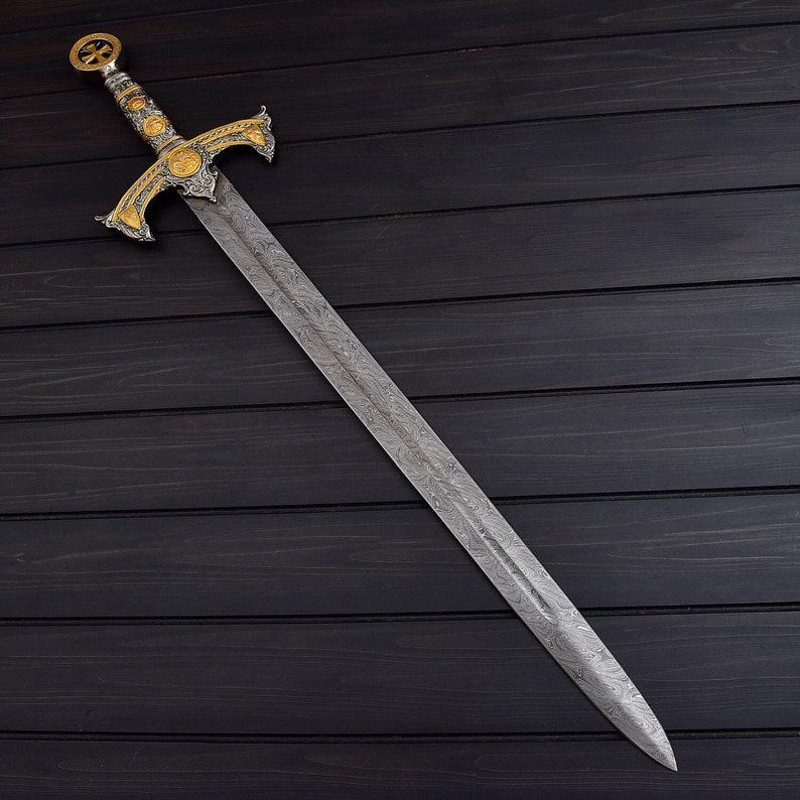 THE KNIGHTS TEMPLAR Crusader Sword Custom Handmade Damascus Steel 3