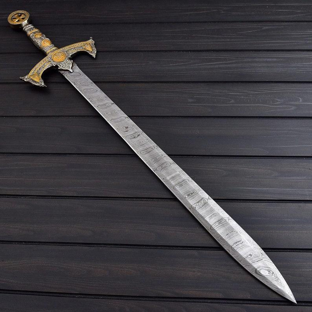 THE KNIGHTS TEMPLAR Crusader Sword Custom Handmade Damascus Steel 7