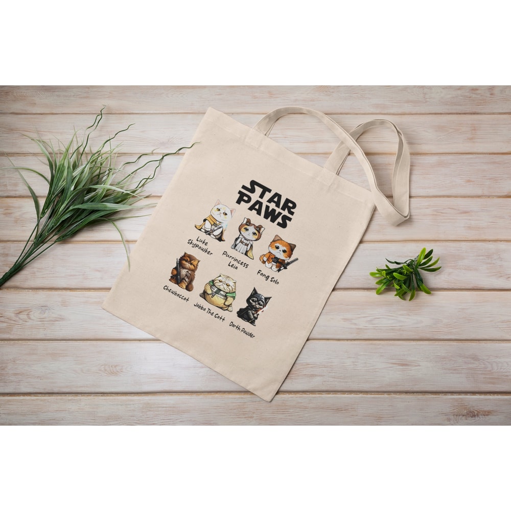 Star Paws Eco Tote Bag Reusable Cotton Canvas Tote Bag Sustainable Bag Perfect Gift Christmas Gift Cat Lover Gift Aesthetic 1.jpg