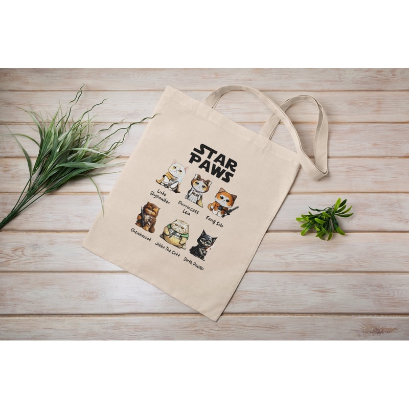 Star Paws Eco Tote Bag Reusable Cotton Canvas Tote Bag Sustainable Bag Perfect Gift Christmas Gift Cat Lover Gift Aesthetic 1.jpg