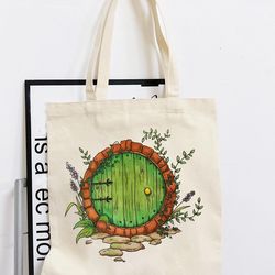 hobbit house door tote bag  lotr fan tote bag  hobbit bag  hobbiton bag  frodo tote bag  samwise gamgee tote bag