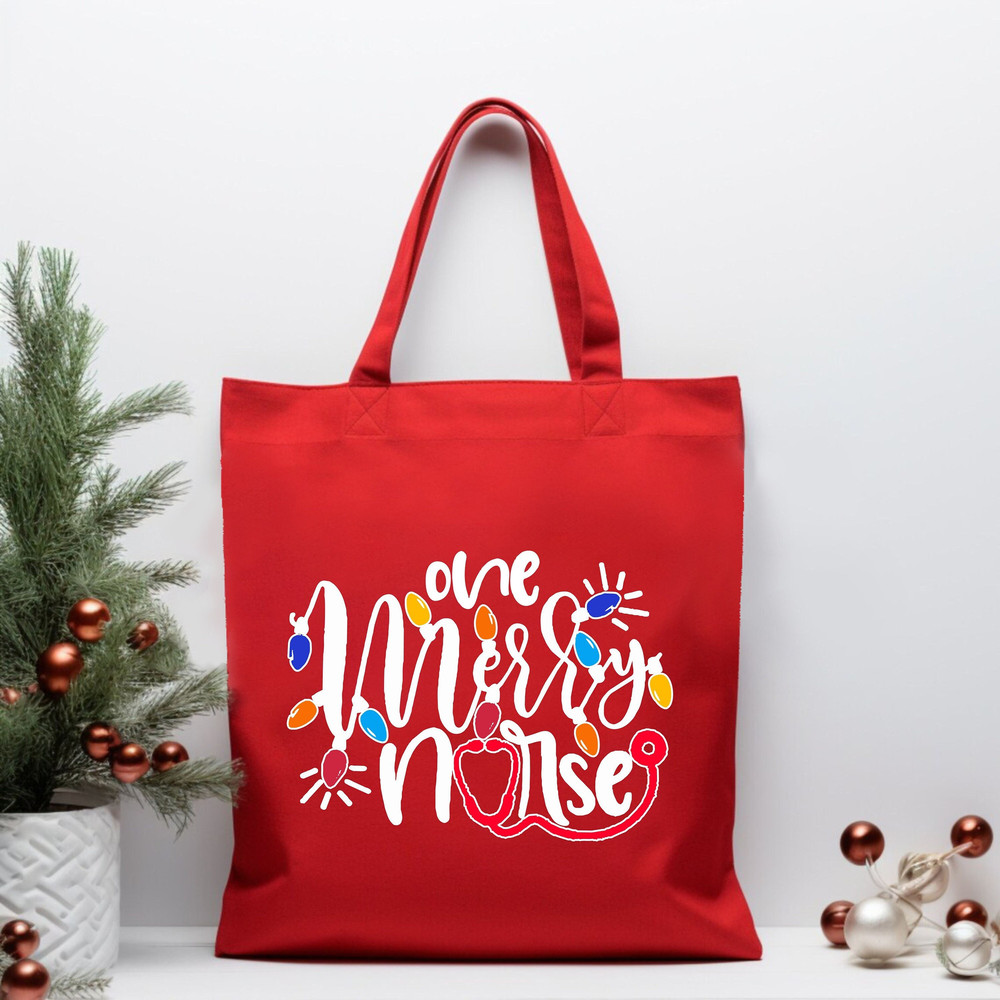 One Merry Nurse Christmas Tote Bag, Nurse Christmas Gifts, Nicu Christmas Bag, RN Christmas Bag, Labor and Delivery Nurse Christmas Gifts.jpg
