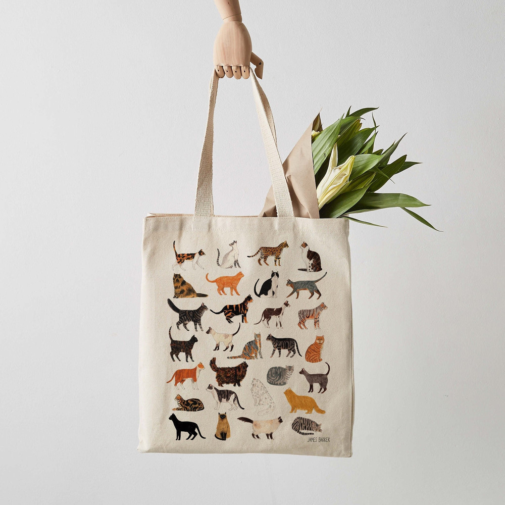 Cat Tote Bag, Canvas Tote Bag, Fair Trade, canvas bag, cats, shoulder bag, shopper, cat print, gift for her, tote bag for women.jpg