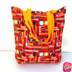 red spice reusable totes bag grocery bag, beach bag, washable, sturdy, reversibel