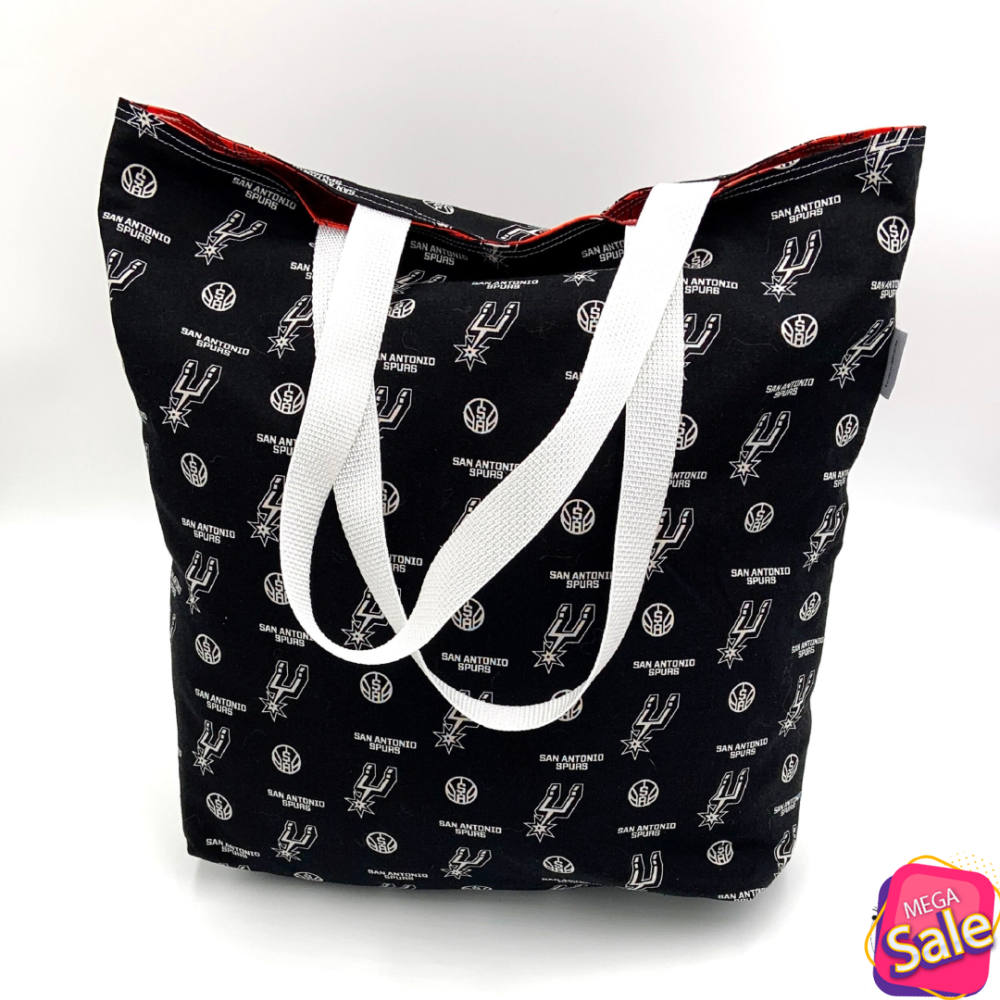 San Antonio Spurs Lined Tote Grocery Reversible Reusable Project Craft Picnic Book Shopping Bag.jpg