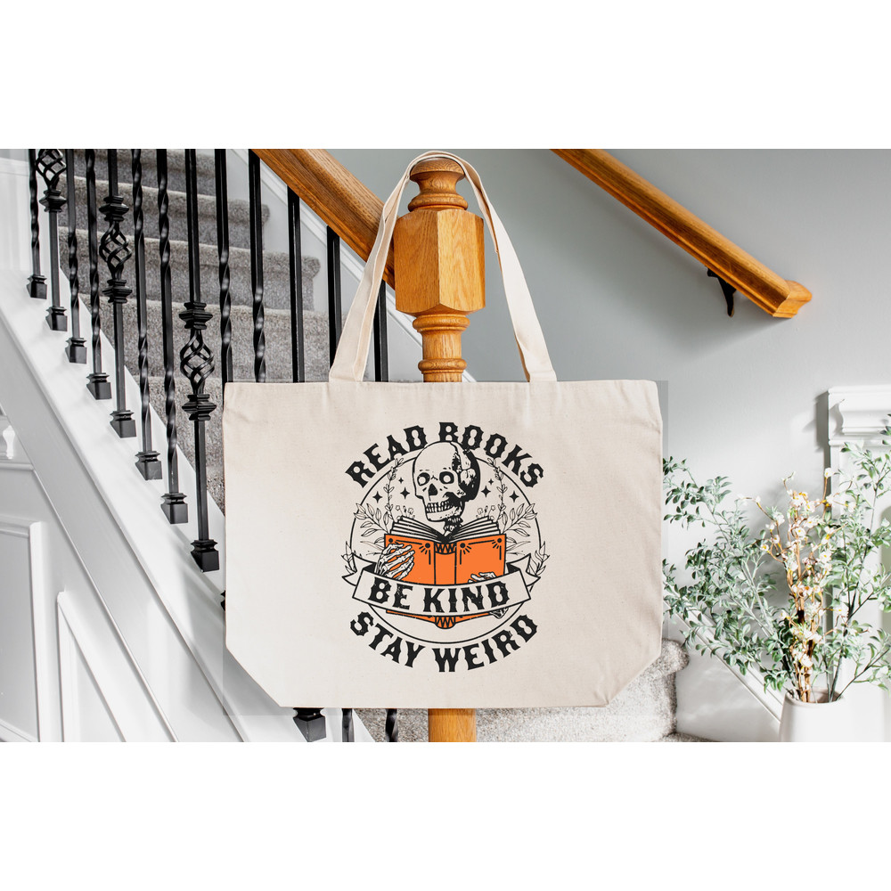 Book Lover Tote Bag, Literary Tote Bag, Bookish Totes, Book Lover Gift, Book Reader Totes, Gift for Librarian, Read Books Be Kind Stay Weird.jpg