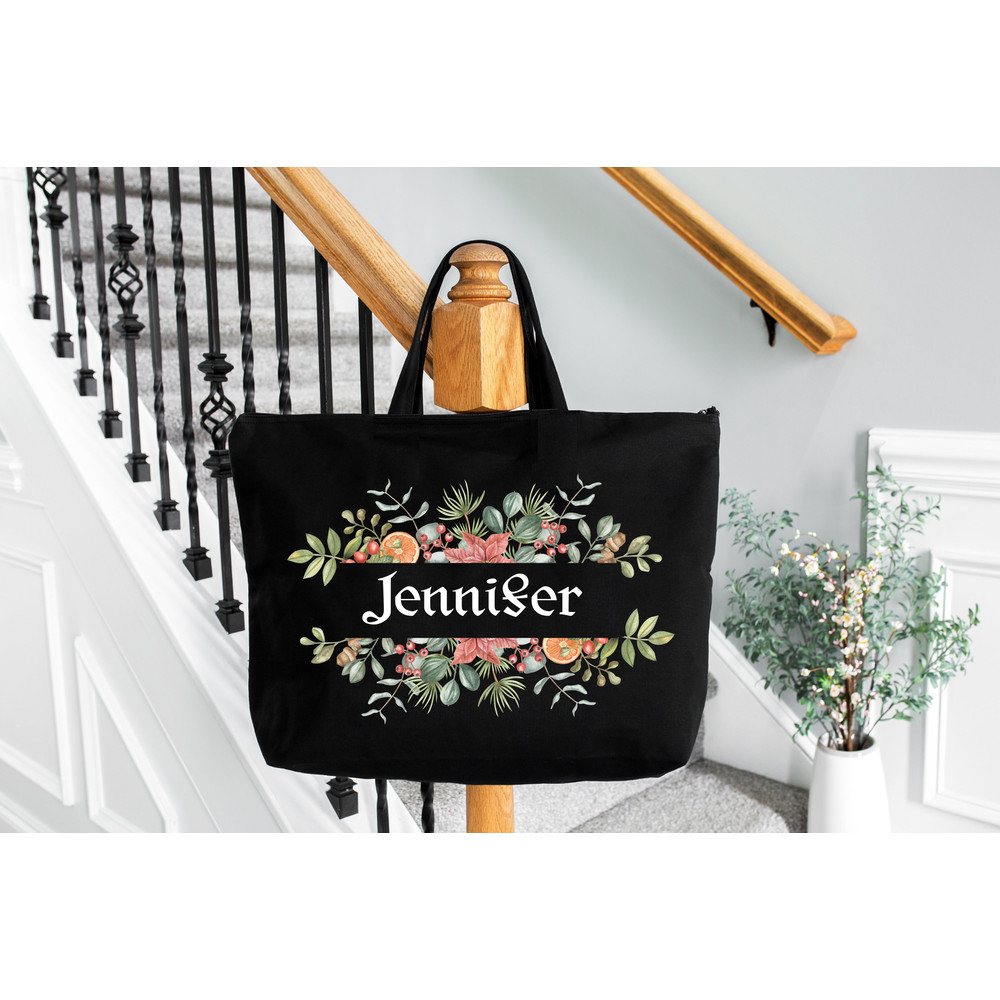 Customized Name Tote Bag, Personalized Name Bag, Custom Name Totes, Floral Tote Bag, Custom Gift Bridesmaids Bag Gift Tote Shopper Women Bag.jpg